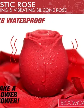 Mystic Rose Sucking and Vibrating Silicone Rose -  Red