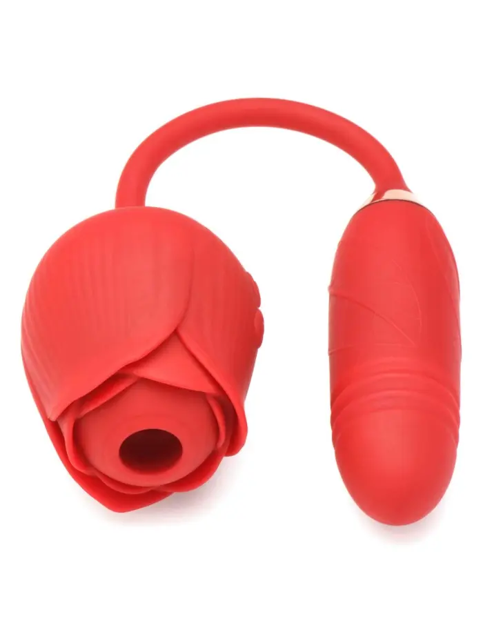 Bloomgasm Romping Rose Suction and Thrusting  Vibrator - Red