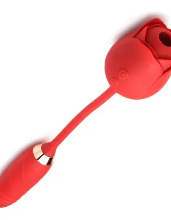 Bloomgasm Romping Rose Suction and Thrusting  Vibrator - Red