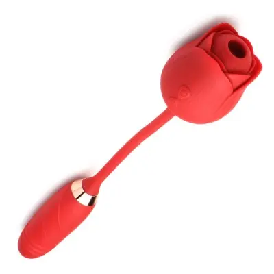 Bloomgasm Romping Rose Suction and Thrusting  Vibrator - Red