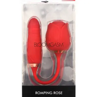 Bloomgasm Romping Rose Suction and Thrusting  Vibrator - Red