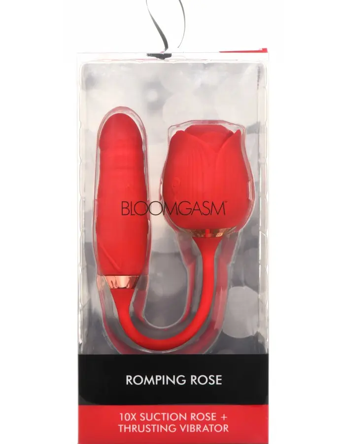 Bloomgasm Romping Rose Suction and Thrusting  Vibrator - Red