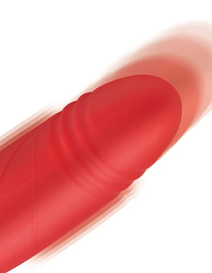 Bloomgasm Romping Rose Suction and Thrusting  Vibrator - Red