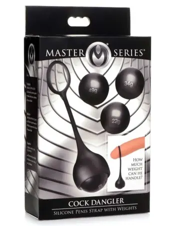Cock Dangler Silicone Penis Strap With Weights -  Black