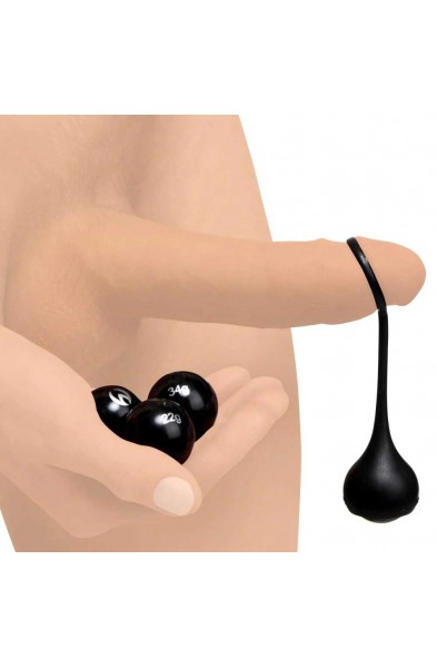 Cock Dangler Silicone Penis Strap With Weights -  Black