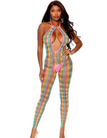 Deep v Bodystocking - One Size - Multicolor