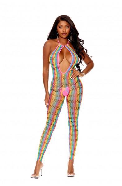 Deep v Bodystocking - One Size - Multicolor