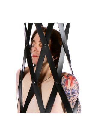 Hanging Rubber Strap Cage - Black