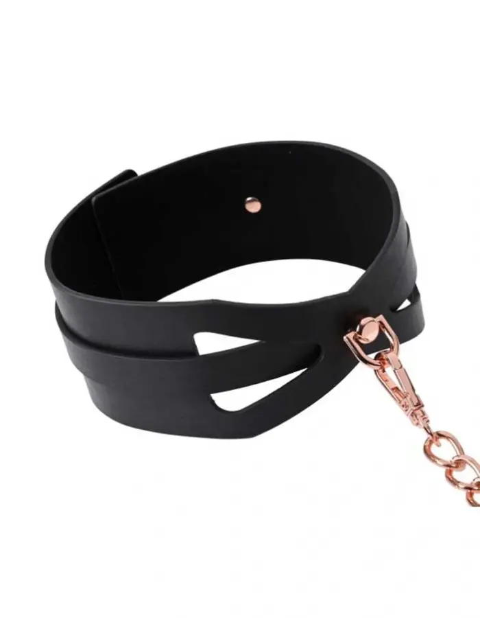 Brat Collar and Leash - Black / Rose Gold