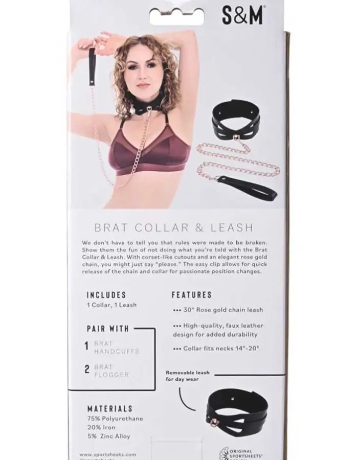 Brat Collar and Leash - Black / Rose Gold