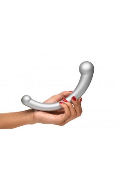 10x Vibra-Crescent Silicone Dual Ended Dildo -  Silver