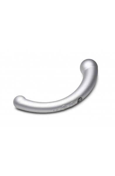 10x Vibra-Crescent Silicone Dual Ended Dildo -  Silver