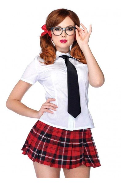 Private School Sweetie Costume - Medium - White /  Red