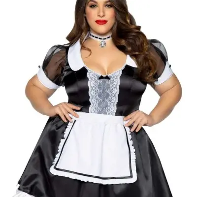 Plus Classic French Maid Costume - 3x/4x - Black / White