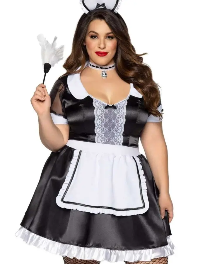 Plus Classic French Maid Costume - 3x/4x - Black / White