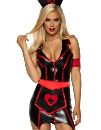 Naughty Nurse Costume - Small - Black/red