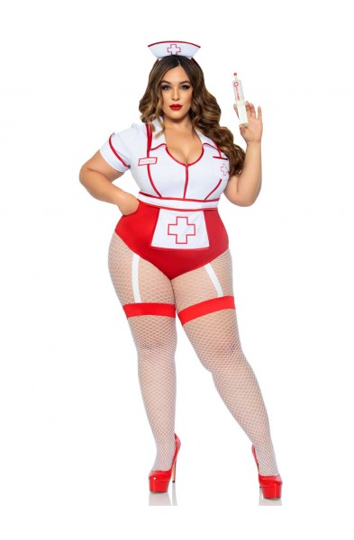 Plus Nurse Feelgood Sexy Costume - 1x/2x - White / Red