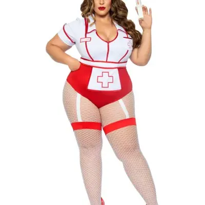 Plus Nurse Feelgood Sexy Costume - 1x/2x - White / Red
