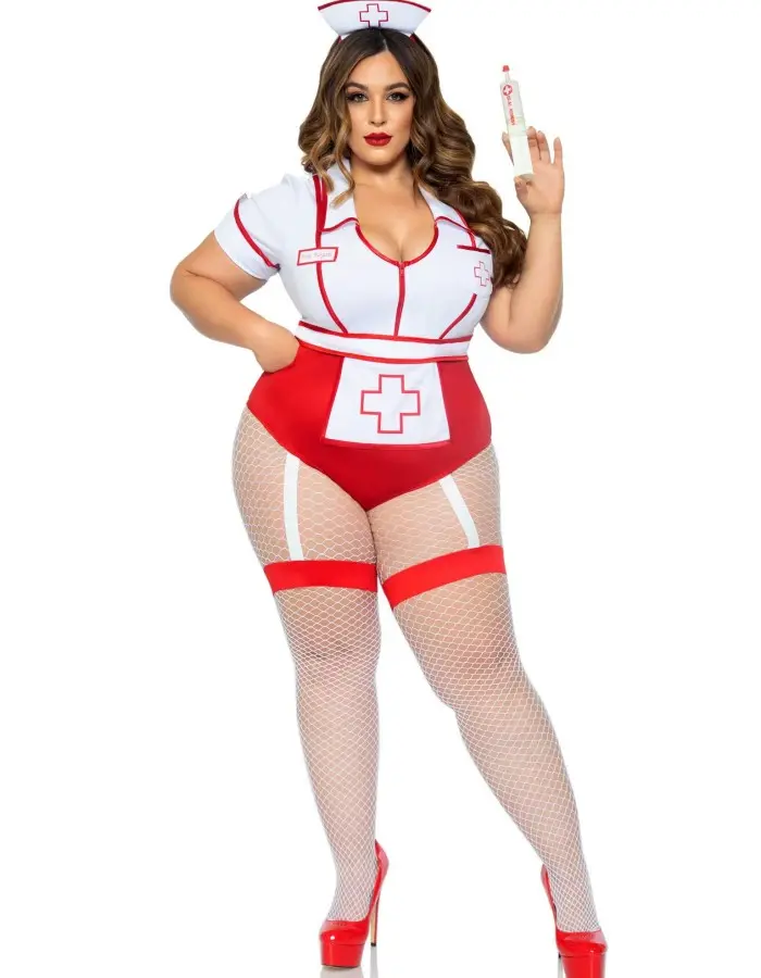 Plus Nurse Feelgood Sexy Costume - 1x/2x - White / Red