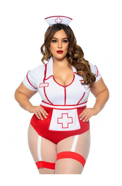 Plus Nurse Feelgood Sexy Costume - 1x/2x - White / Red