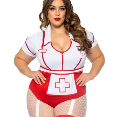 Plus Nurse Feelgood Sexy Costume - 1x/2x - White / Red