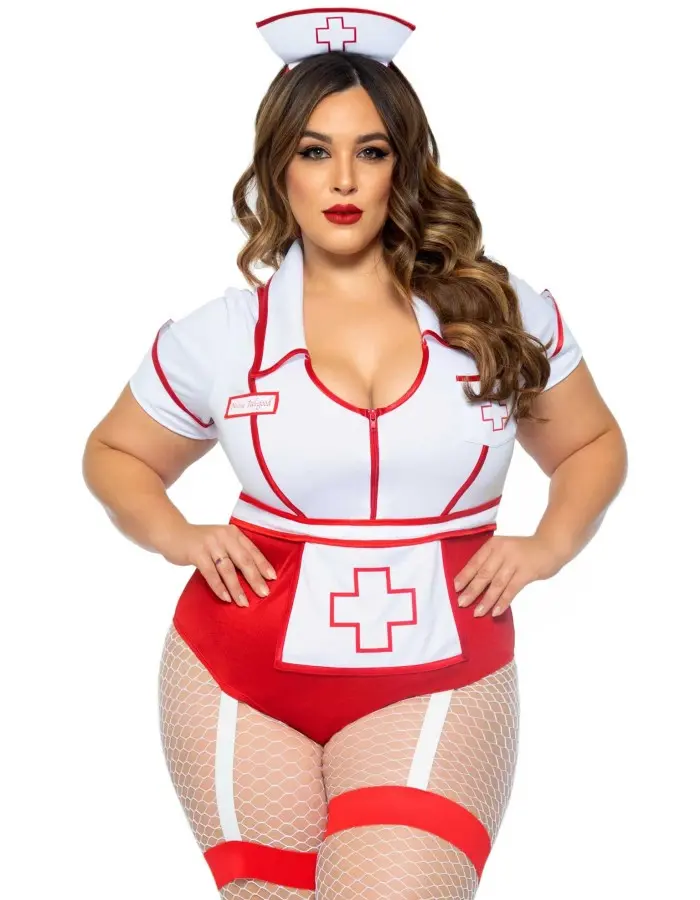 Plus Nurse Feelgood Sexy Costume - 1x/2x - White / Red