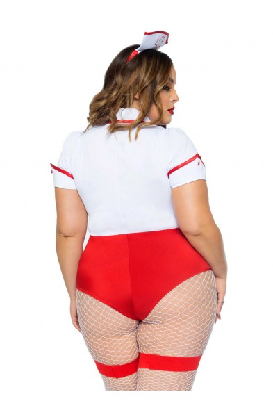 Plus Nurse Feelgood Sexy Costume - 1x/2x - White / Red