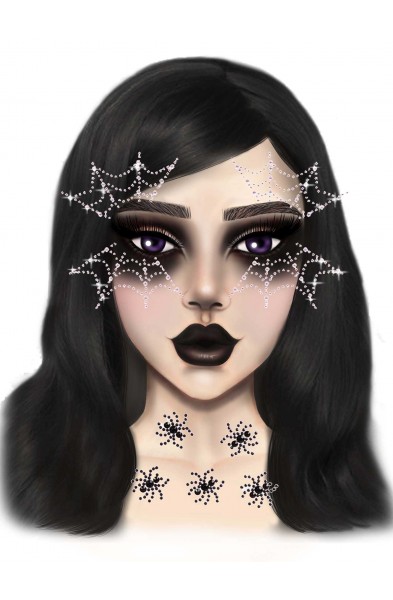 Spider Web Face Jewels Sticker