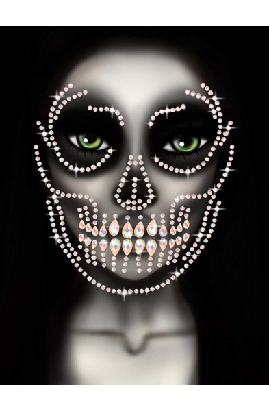 Glow in the Dark Skull Face Jewels Sticker