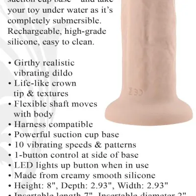 7 Inch Girthy Vibrating Dong - Light