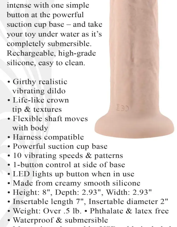 7 Inch Girthy Vibrating Dong - Light