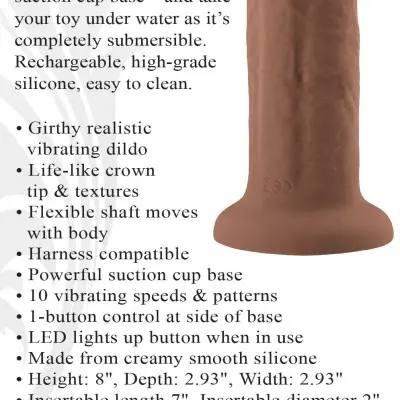 7 Inch Girthy Vibrating Dong - Dark