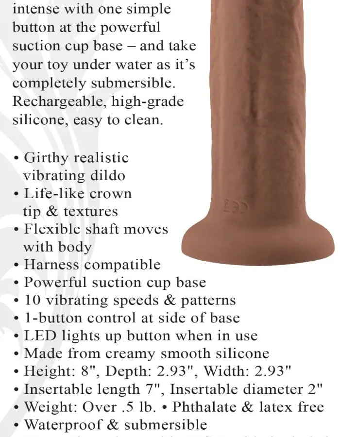 7 Inch Girthy Vibrating Dong - Dark