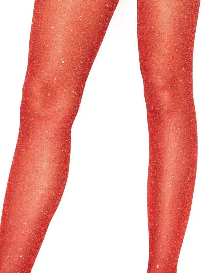 Lurex Shimmer Tights - One Size - Red