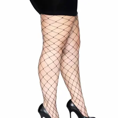 Fence Net Pantyhose - Queen - Black