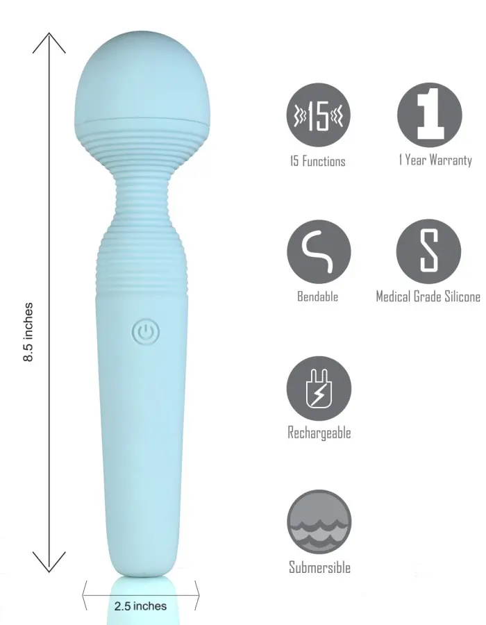 Grace Bendable Vibrating Pleasure Wand - Blue