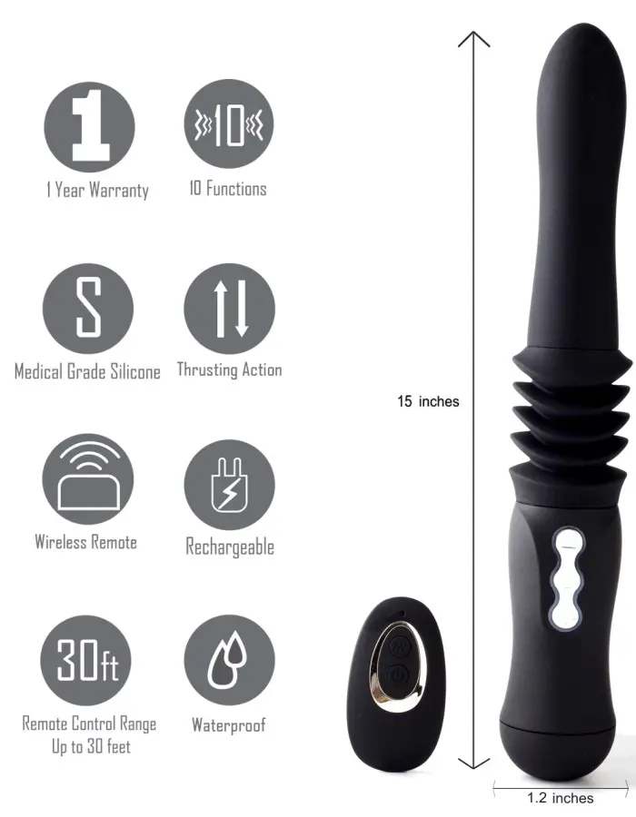 Max Silicone Thrusting Portable Love Machine - Black