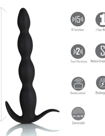 Mason Remote Control Silicone Butt Plug - Black