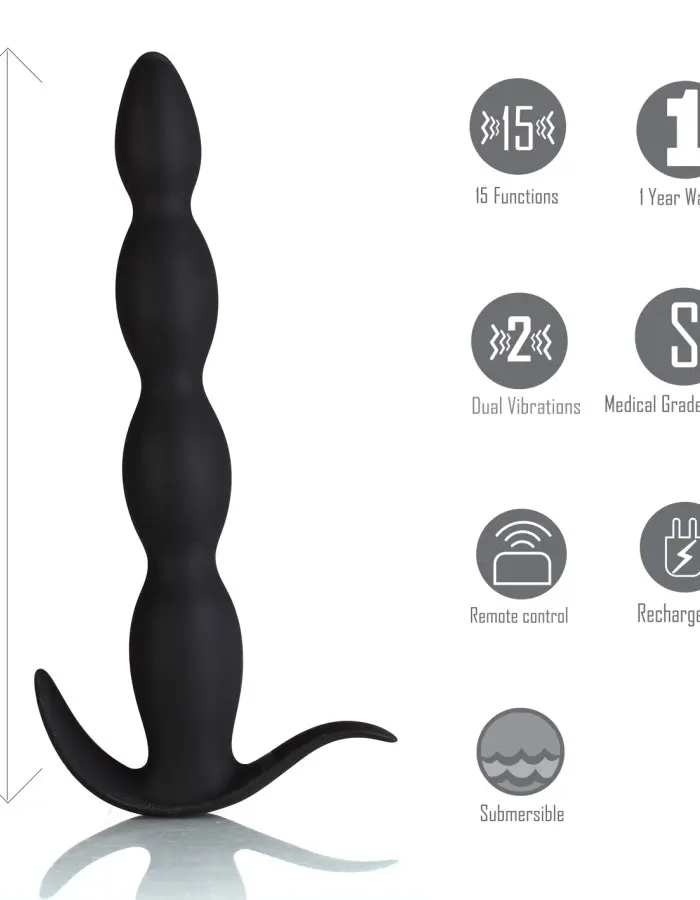 Mason Remote Control Silicone Butt Plug - Black