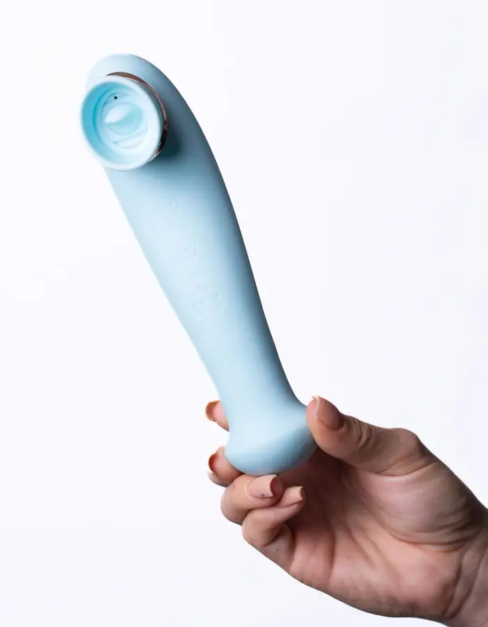 Destiny 15-Function Rechargeable Vibrating -  Suction Wand - Blue