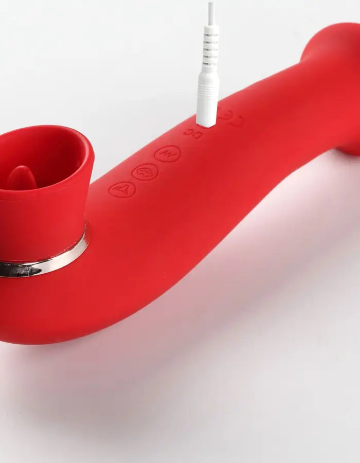 Destiny 15-Function Rechargeable Vibrating - Suction Wand - Cherry Red