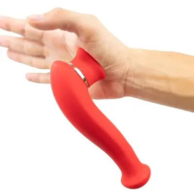 Destiny 15-Function Rechargeable Vibrating - Suction Wand - Cherry Red