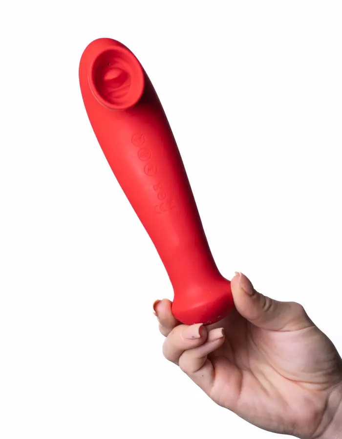 Destiny 15-Function Rechargeable Vibrating - Suction Wand - Cherry Red