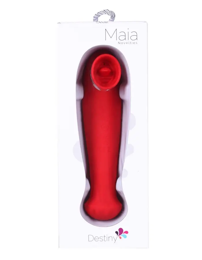 Destiny 15-Function Rechargeable Vibrating - Suction Wand - Cherry Red