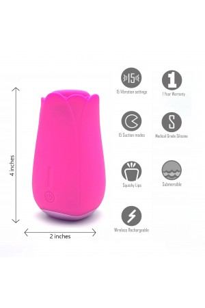 Tulip Pro 15-Function Suction Vibe With Wireless Charging - Pink