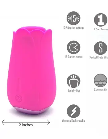 Tulip Pro 15-Function Suction Vibe With Wireless Charging - Pink