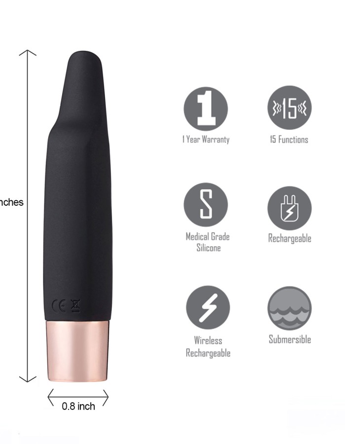 Aspen 15-Function Rechargeable Wireless Flickering Tip Vibrator - Black
