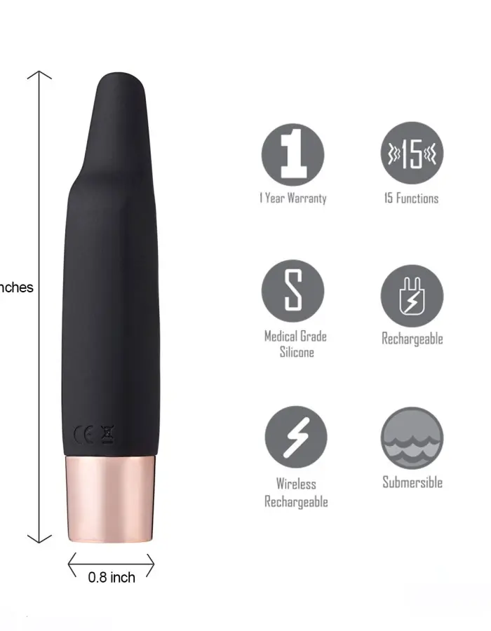 Aspen 15-Function Rechargeable Wireless Flickering Tip Vibrator - Black