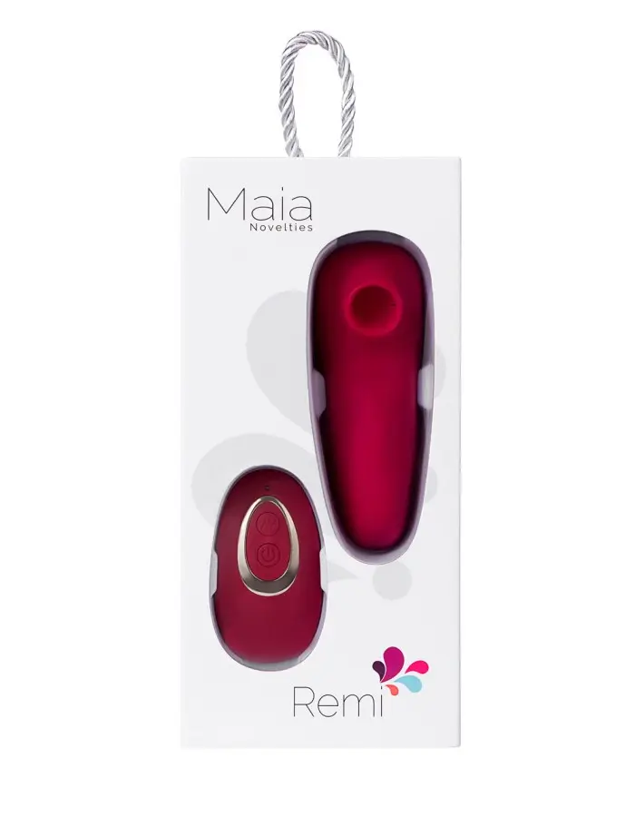 Remi 15-Function Rechargeable Remote Control Suction Panty Vibe - Red