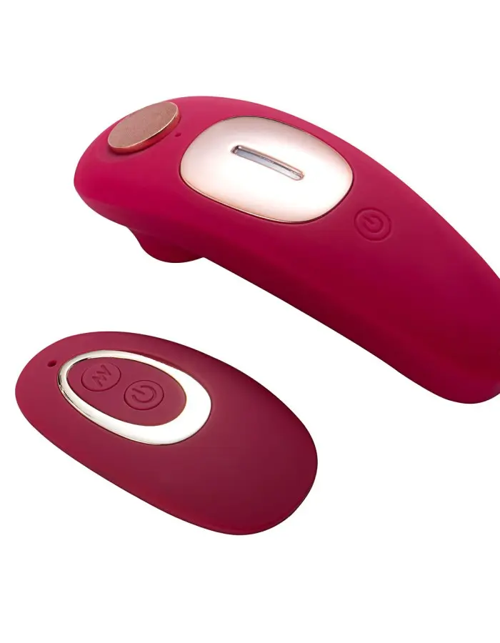 Remi 15-Function Rechargeable Remote Control Suction Panty Vibe - Red